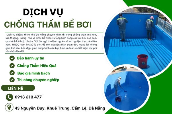 Chống Thấm Bể Bơi Đà Nẵng – Giải Pháp Triệt Để, Lâu Dài Cho Mọi Công Trình Bể Bơi