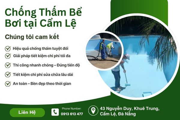 Thi Công Chống Thấm Bể Bơi tại Cẩm Lệ – An Toàn, Chất Lượng, Chuẩn Kỹ Thuật